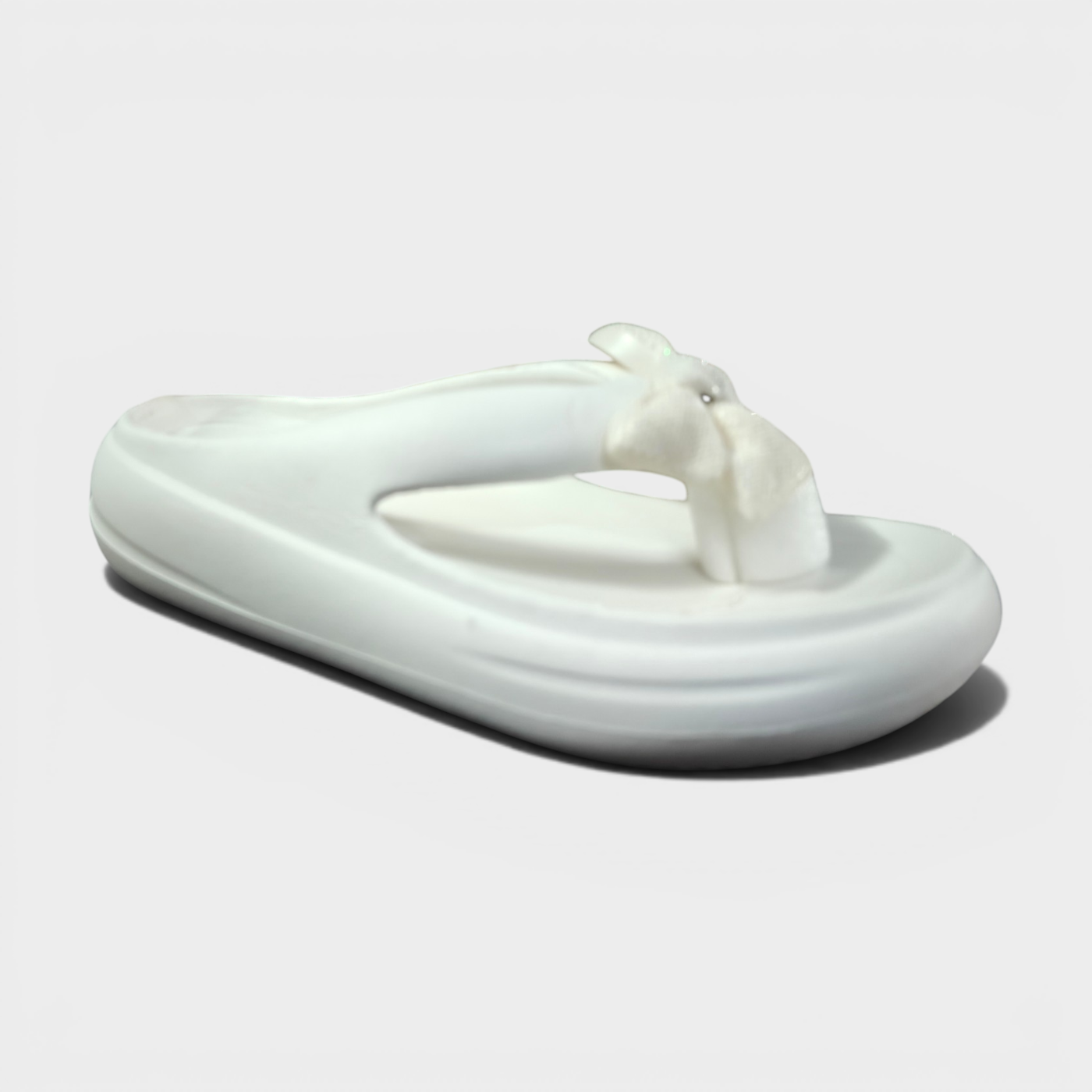 Elegant White Bow Comfort Sliders