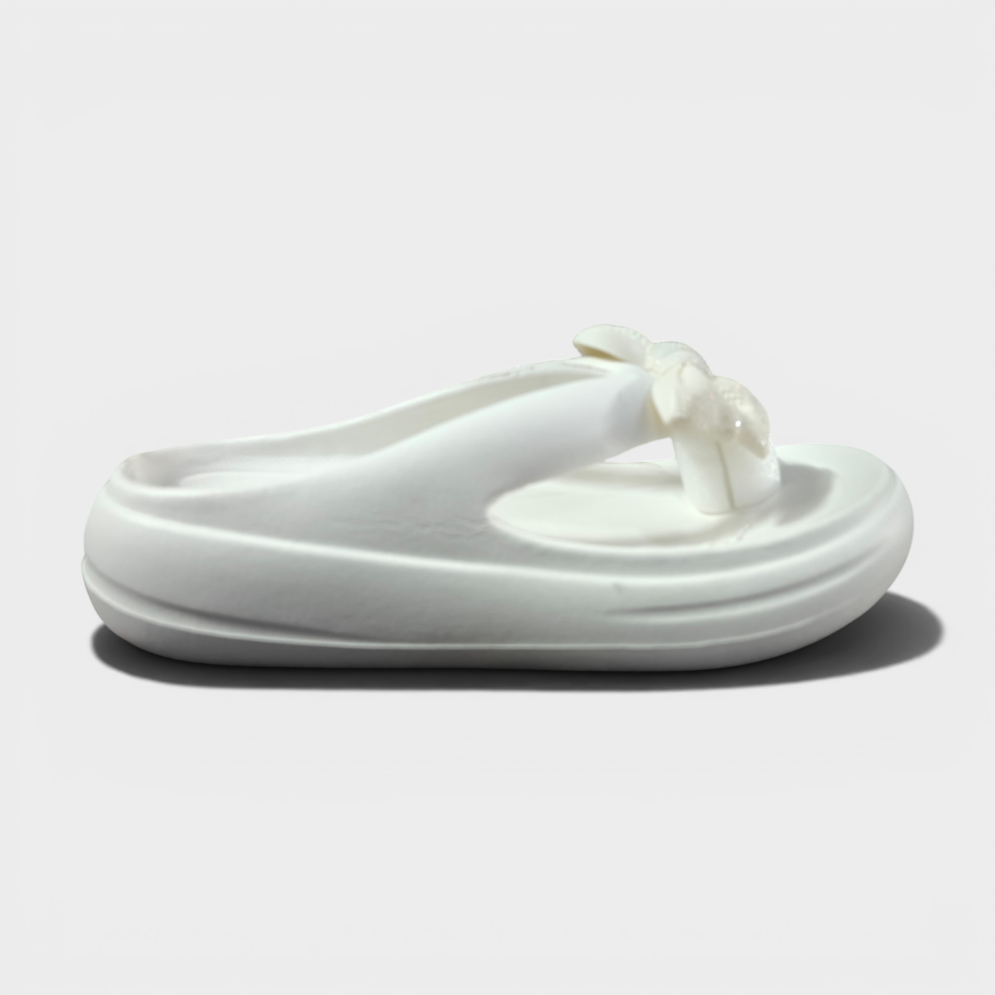 Elegant White Bow Comfort Sliders