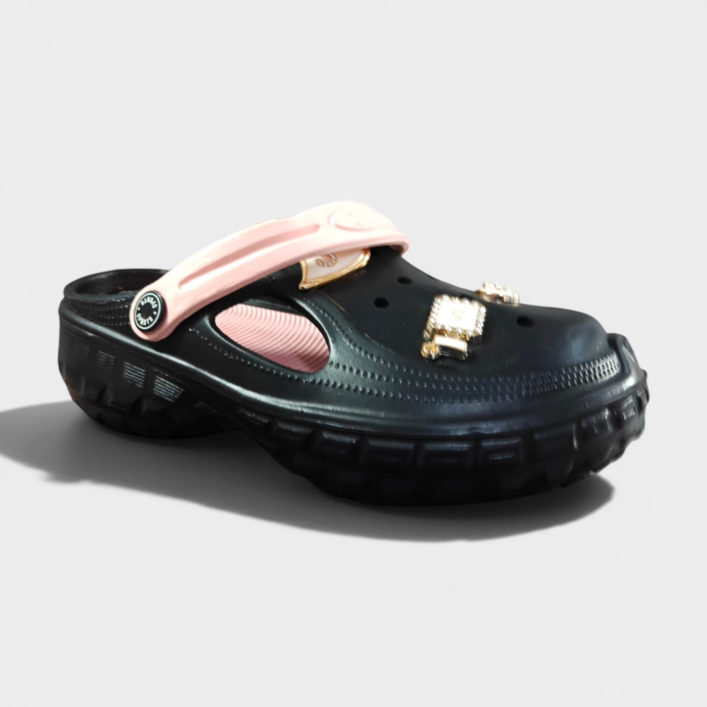 Cute Charm Clogs for Kids – Black & Pink Lightweight Comfort Shoes