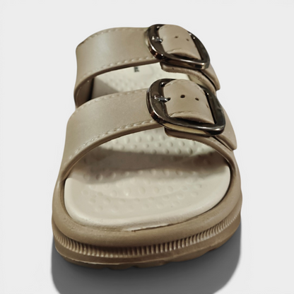 Comfort Double-Buckle Slide Sandals – Lightweight Cushioned Casual Slippers