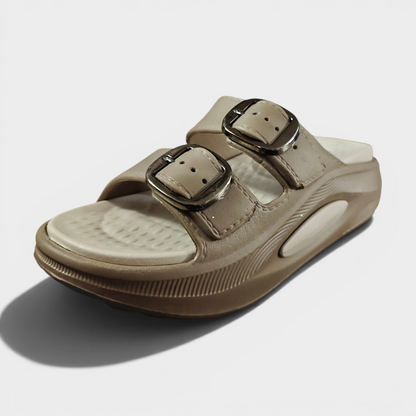 Comfort Double-Buckle Slide Sandals – Lightweight Cushioned Casual Slippers